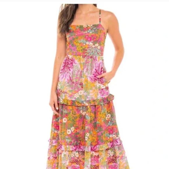 Banjanan Hazel Midi Dress in Loki’s Garden Caramel and Lilac NWOT XXL - Picture 2 of 7